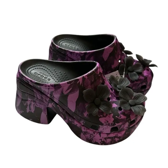 Crocs Siren Hyper Floral Clog High Heel Multi Colored Rare M5/W7 Unisex