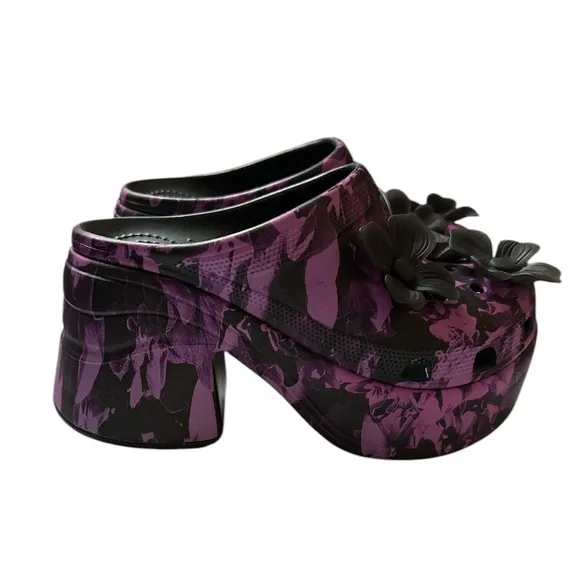 Crocs Siren Hyper Floral Clog High Heel Multi Colored Rare M5/W7 Unisex