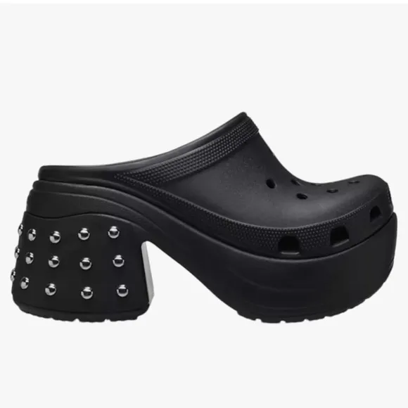 Crocs Siren Studded Black Chrome Studs Platform Unisex Clogs Size M10/W12 NWT