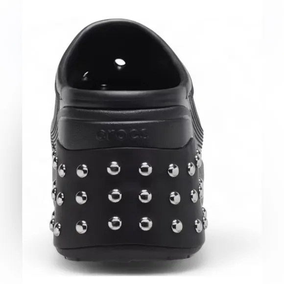 Crocs Siren Studded Black Chrome Studs Platform Unisex Clogs Size M10/W12 NWT