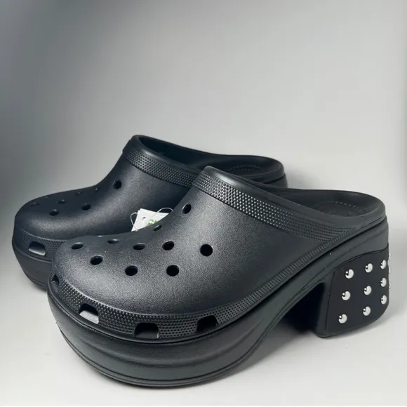 Crocs Siren Studded Black Chrome Studs Platform Unisex Clogs Size M10/W12 NWT