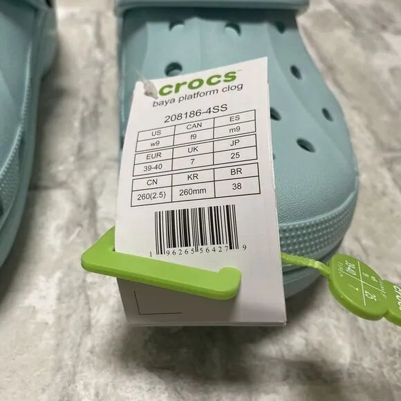 Crocs‎ Size 9 Women's Light Blue Baya Platform Clogs NWT