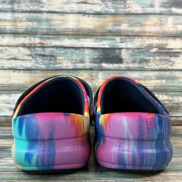 Crocs Slip Resistant Clogs Multicolor Tie Dye Rubber Casual Hippie Boho Vegan 12
