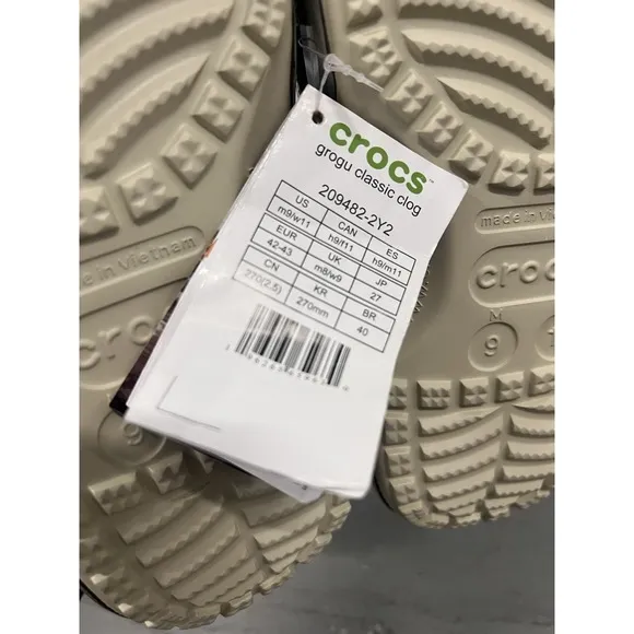 Crocs Star Wars X Grogu Classic Clog Mandalorian Yoda M 9 W 11 209482-2Y2