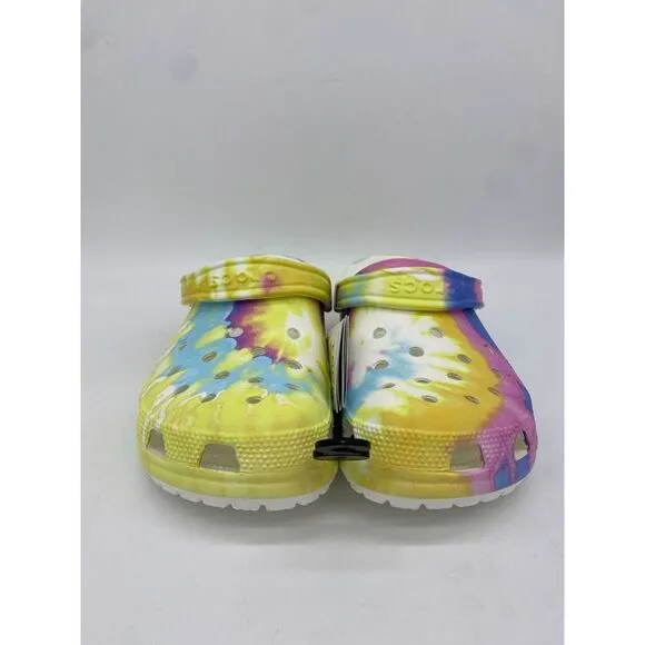 Crocs Tie Dye‎ Clog Shoes Mens 10 Multi Color Graphic Slip On Comfort Logo NEW