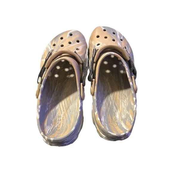 Crocs Unisex Classic All-Terrain Marbled Clogs – Chai/Multi, Size 13