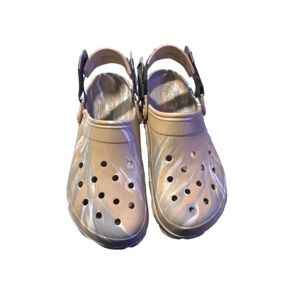 Crocs Unisex Classic All-Terrain Marbled Clogs – Chai/Multi, Size 13