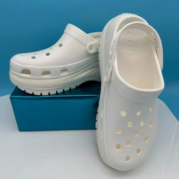 Crocs Unisex Mega Crush Platform Clogs, Size Men's 12/‎ Women's 14, White