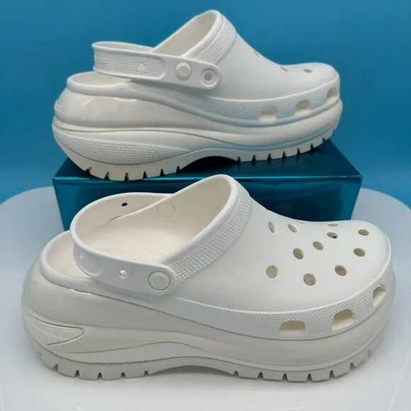 Crocs Unisex Mega Crush Platform Clogs, Size Men's 12/‎ Women's 14, White
