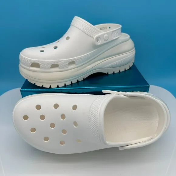 Crocs Unisex Mega Crush Platform Clogs, Size Men's 12/‎ Women's 14, White