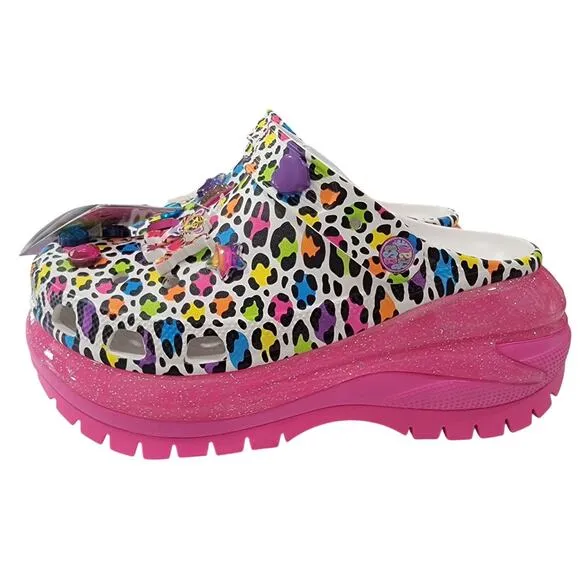 Crocs x Lisa Frank Mega Crush Clogs with Jibbitz Charms size M7/W9 Brand New