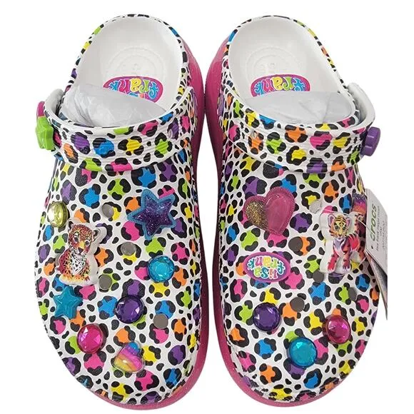 Crocs x Lisa Frank Mega Crush Clogs with Jibbitz Charms size M7/W9 Brand New