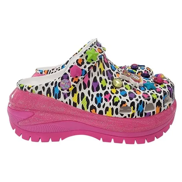 Crocs x Lisa Frank Mega Crush Clogs with Jibbitz Charms size M7/W9 Brand New