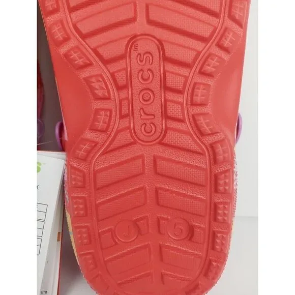 CROCS x SWEETHEARTS Limited Edition Lined Clog White Red Sz J5 Valentine's New