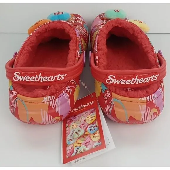 CROCS x SWEETHEARTS Limited Edition Lined Clog White Red Sz J5 Valentine's New
