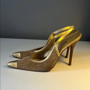 D&amp;G Gold and Brown Slingback Heels