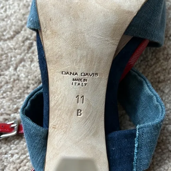 Dana Davis Denim Peony Slingback Heels