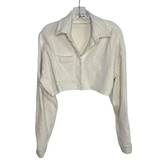 Danielle Guizio Corduroy Cropped Button-Up Top - XS