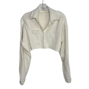 Danielle Guizio Corduroy Cropped Button-Up Top - XS