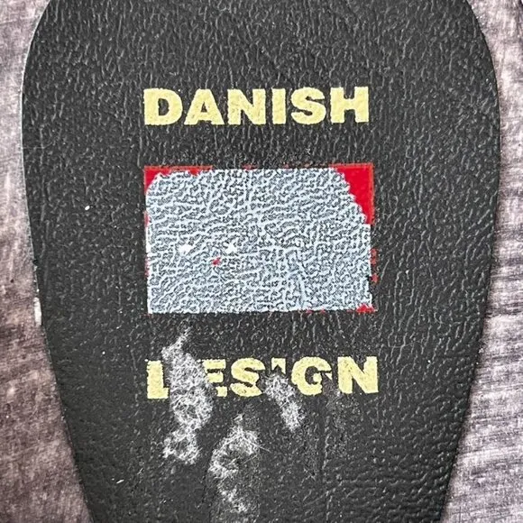 Danish Design Black Leather Dark Wood Sole Boho Slip On Clogs Size 38 / 7