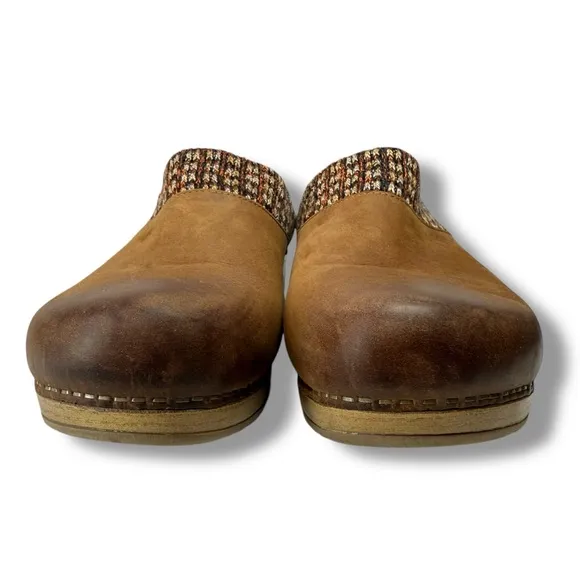 Dansko Bev Burnished Nubuck Leather Slip On Mule Clogs, Size EU40 / US 9.5 - 10