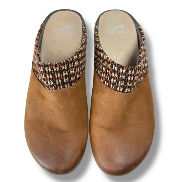 Dansko Bev Burnished Nubuck Leather Slip On Mule Clogs, Size EU40 / US 9.5 - 10