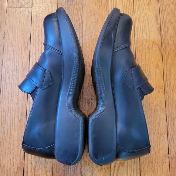 Dansko Black 8.5 9 Leather Slip On Shoes Chunky 90s Y2K Clogs 39 School Girl Twe