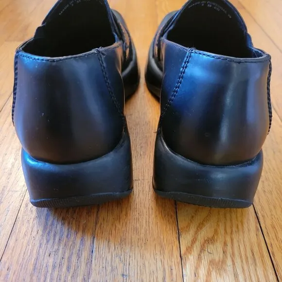 Dansko Black 8.5 9 Leather Slip On Shoes Chunky 90s Y2K Clogs 39 School Girl Twe