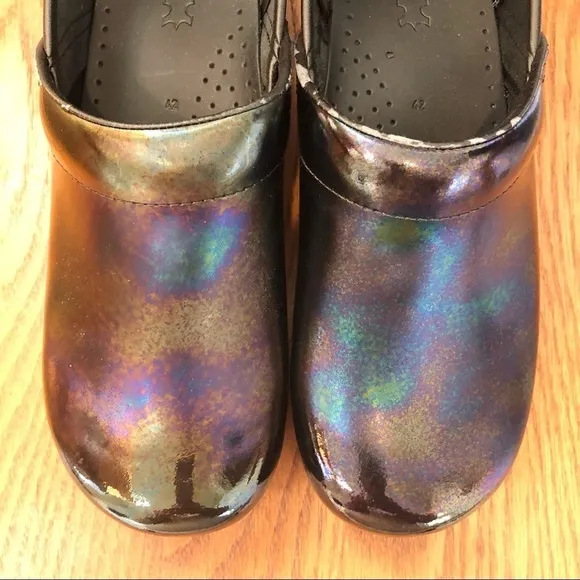 Dansko Black Iridescent Clogs, Size 42/11.5