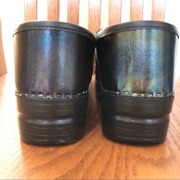 Dansko Black Iridescent Clogs, Size 42/11.5