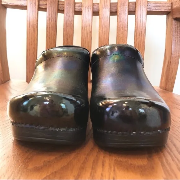 Dansko Black Iridescent Clogs, Size 42/11.5