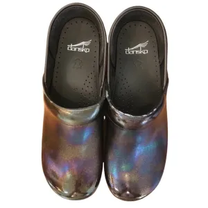 Dansko Black Iridescent Clogs, Size 42/11.5