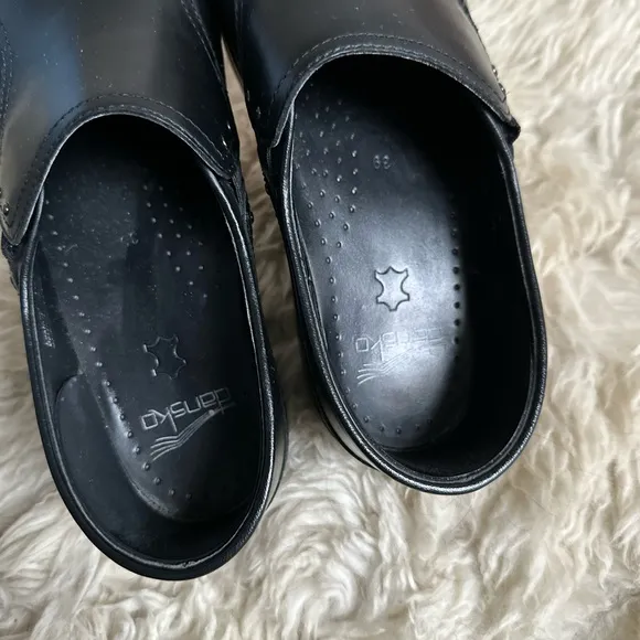 Dansko Black Leather Clogs