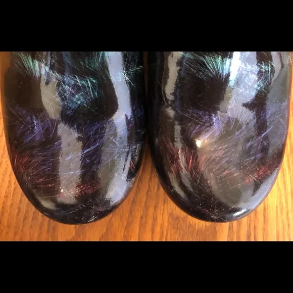 Dansko Black, Patent Leather Clogs, Size 39/8.5