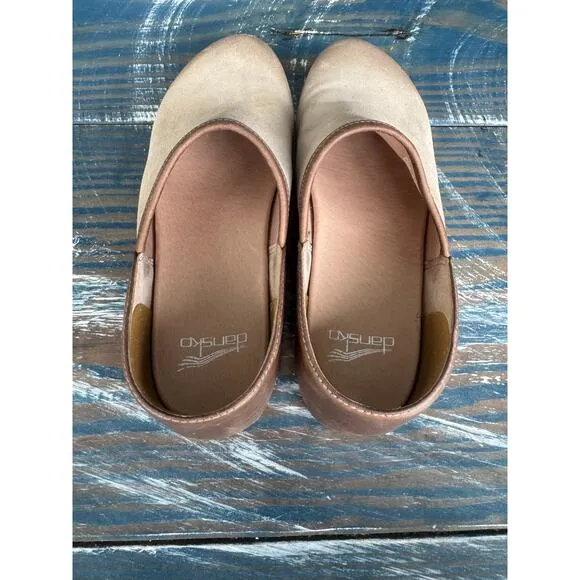 DANSKO  Brenna Two tone suede &amp; Leather shoes/Clogs, size 39/9; Burnished Tan