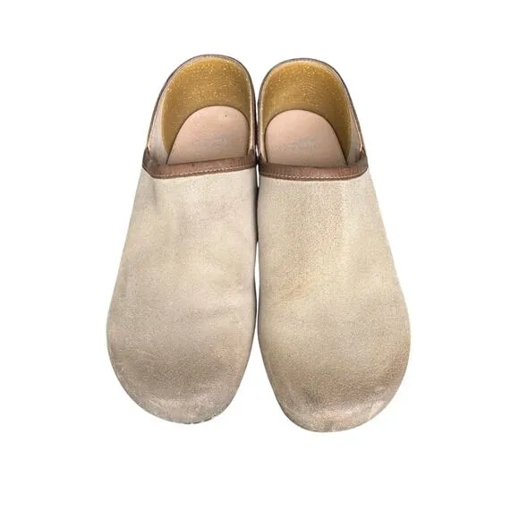 DANSKO  Brenna Two tone suede &amp; Leather shoes/Clogs, size 39/9; Burnished Tan