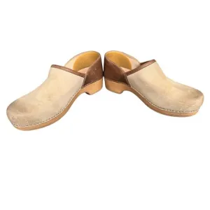 DANSKO  Brenna Two tone suede &amp; Leather shoes/Clogs, size 39/9; Burnished Tan