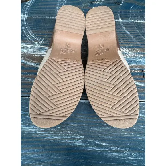 DANSKO  Brenna Two tone suede &amp; Leather shoes/Clogs, size 39/9; Burnished Tan