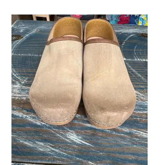 DANSKO  Brenna Two tone suede &amp; Leather shoes/Clogs, size 39/9; Burnished Tan