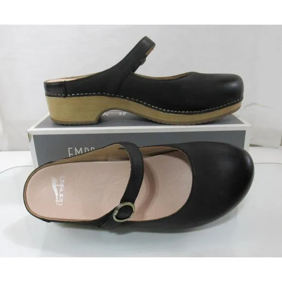 Dansko Bria Slip On Mary Jane Clog Comfort Burnished Nubuck Black Size 11 EU 41