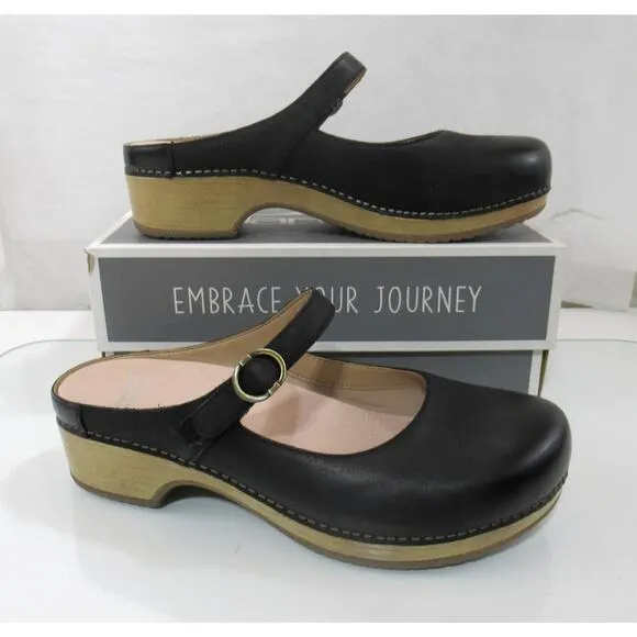 Dansko Bria Slip On Mary Jane Clog Comfort Burnished Nubuck Black Size 11 EU 41