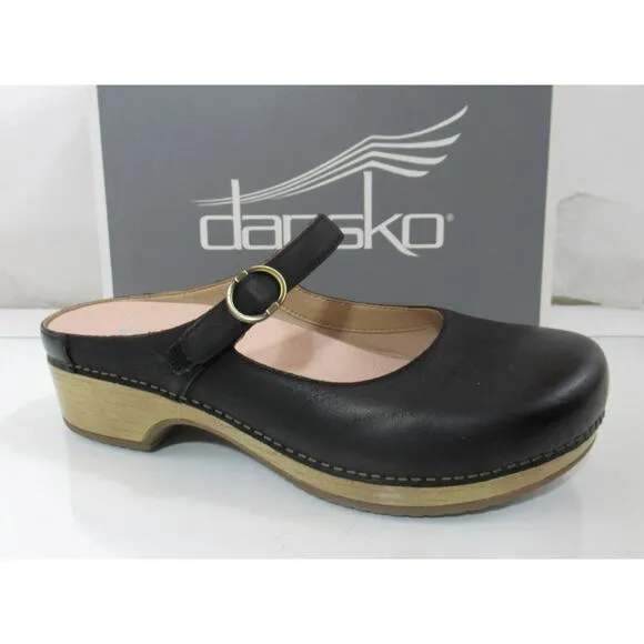Dansko Bria Slip On Mary Jane Clog Comfort Burnished Nubuck Black Size 11 EU 41