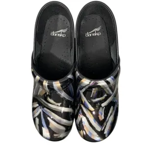 Dansko clogs in metallic paintbrush print women’s 41 art to wear comfort