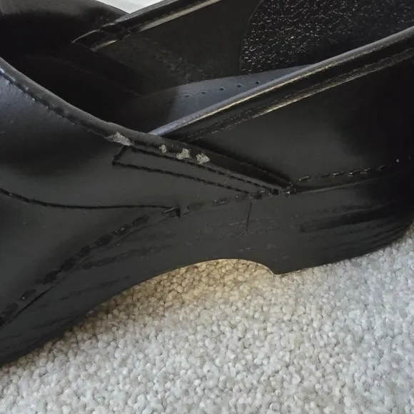 Dansko Clogs Sz Black Leather Slip On Comfort Nurse Sz 43 US 12-12.5