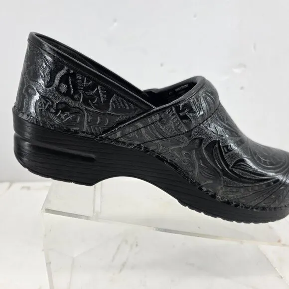 Dansko  Clogs Women's Professional Nursing comfort Black Floral Tooled Size 41