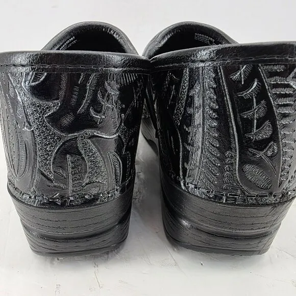 Dansko  Clogs Women's Professional Nursing comfort Black Floral Tooled Size 41