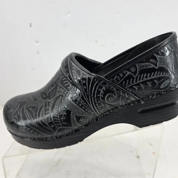 Dansko  Clogs Women's Professional Nursing comfort Black Floral Tooled Size 41