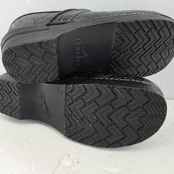 Dansko  Clogs Women's Professional Nursing comfort Black Floral Tooled Size 41