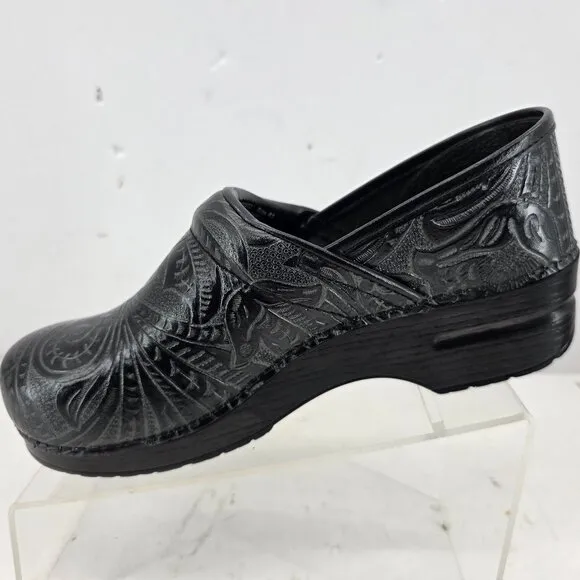Dansko  Clogs Women's Professional Nursing comfort Black Floral Tooled Size 41