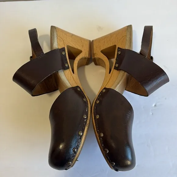 Dansko Dark Brown Thea Wood Sole Clogs